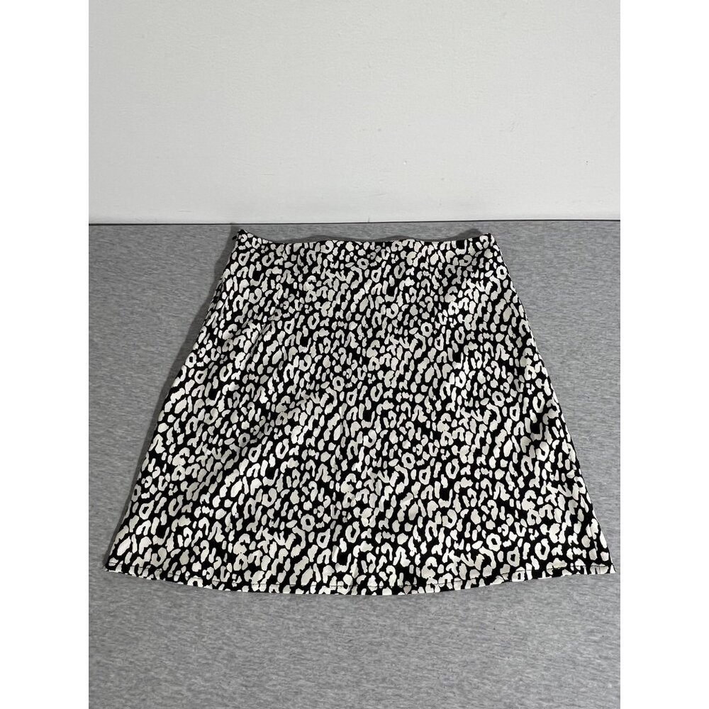 Princess Polly Skirt Womens 8 Black White Kyoto Mini Animal Print Satin Zip New - Picture 5 of 10